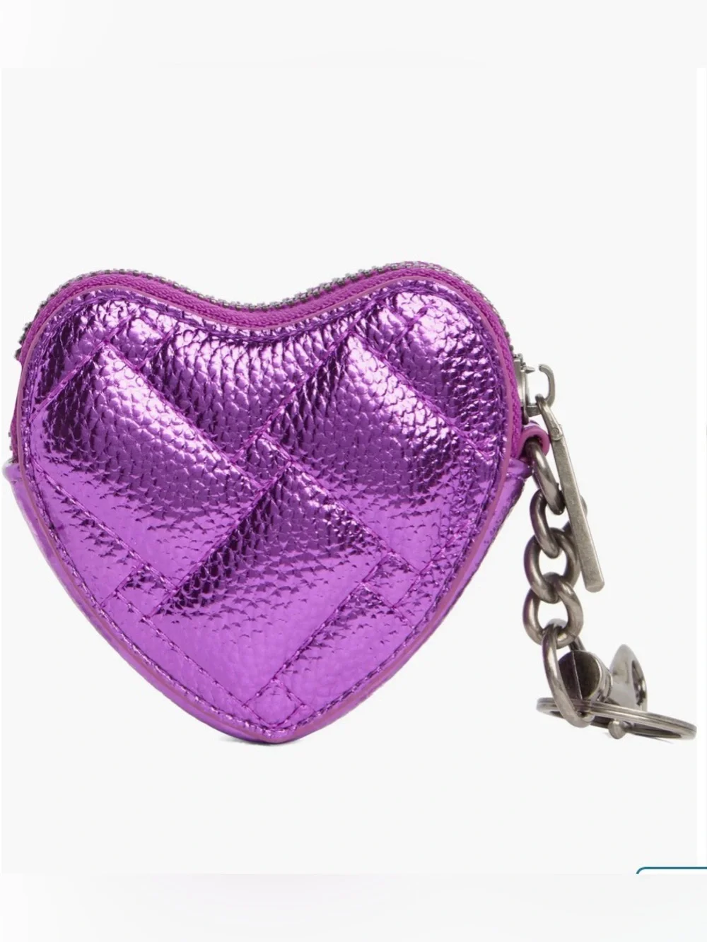 Kurt Geiger Metallic Purple Heart Keychain Bag charm 💜
